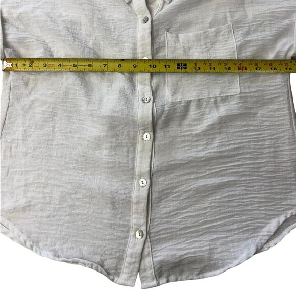 Monteau Los Angeles Sz Med Womens White Linen with Pearl Buttons Shirt - Picture 7 of 7